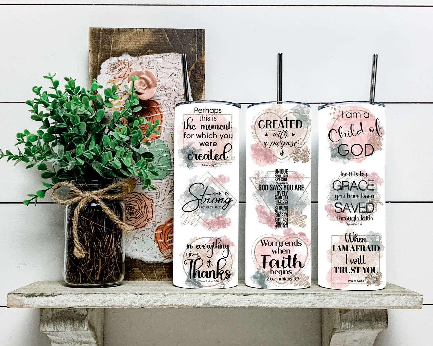 Faith Inspirational 20 oz Skinny Sublimation Tumbler
