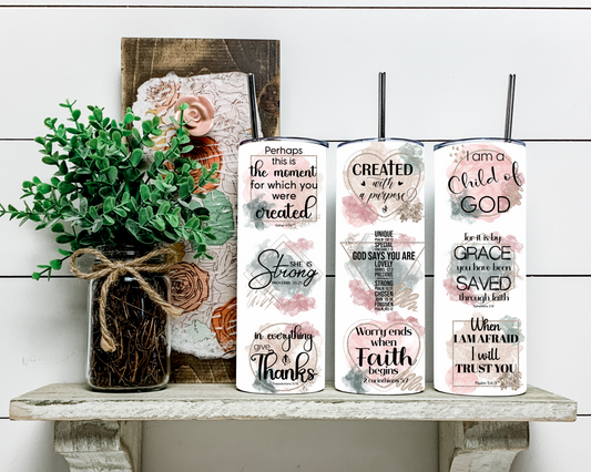 Faith Inspirational 20 oz Skinny Sublimation Tumbler