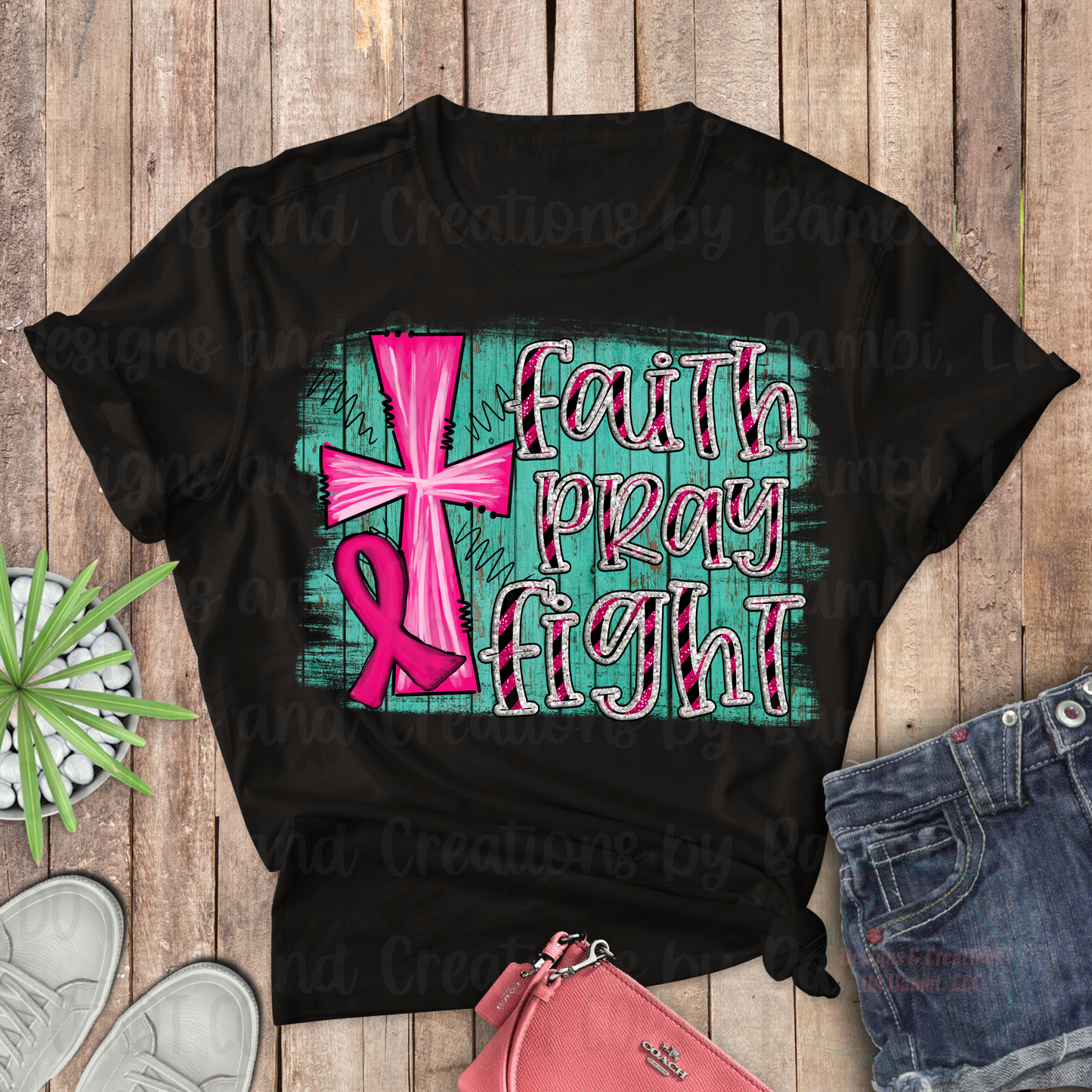 Faith Pray Fight with Turquoise