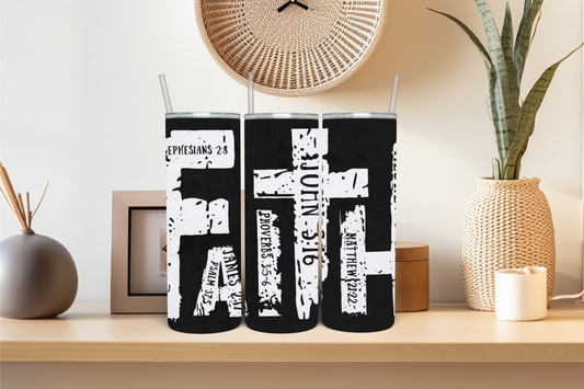Faith Words 20 oz Skinny Sublimation Tumbler