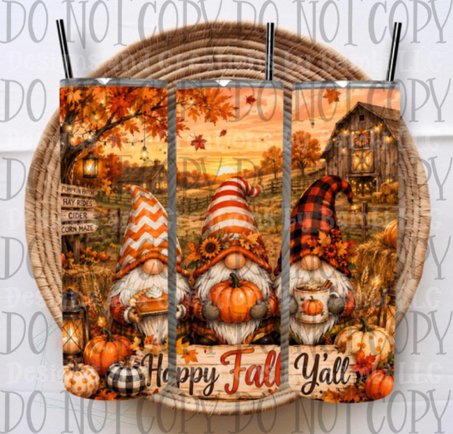 Fall Gnome 20oz Skinny Sublimation Tumbler