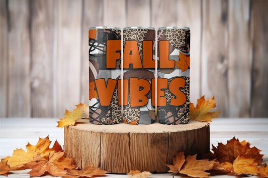 Fall Vibes and Football 20 oz Skinny Sublimation Tumbler