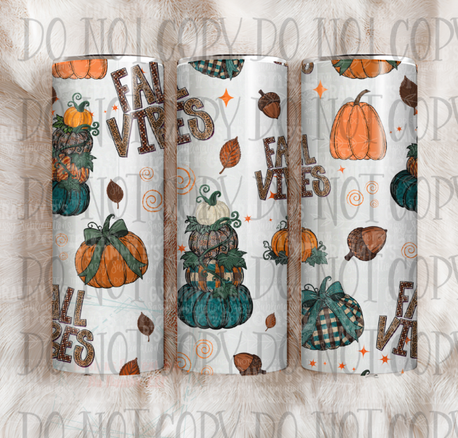 Fall Vibes with White Background 20oz Skinny Sublimation Tumbler