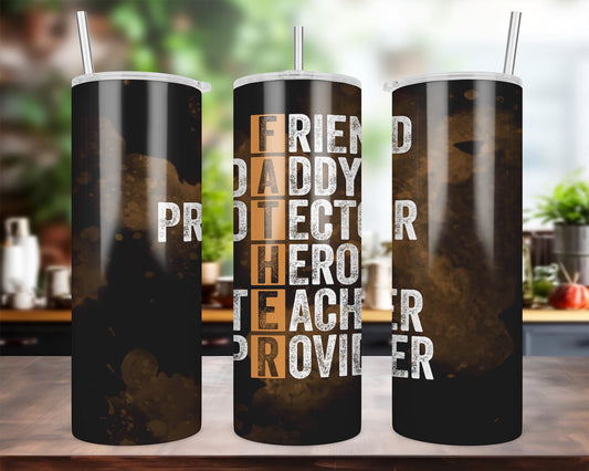 Father Spelled Horizonally 20 oz Skinny Sublimation Tumbler