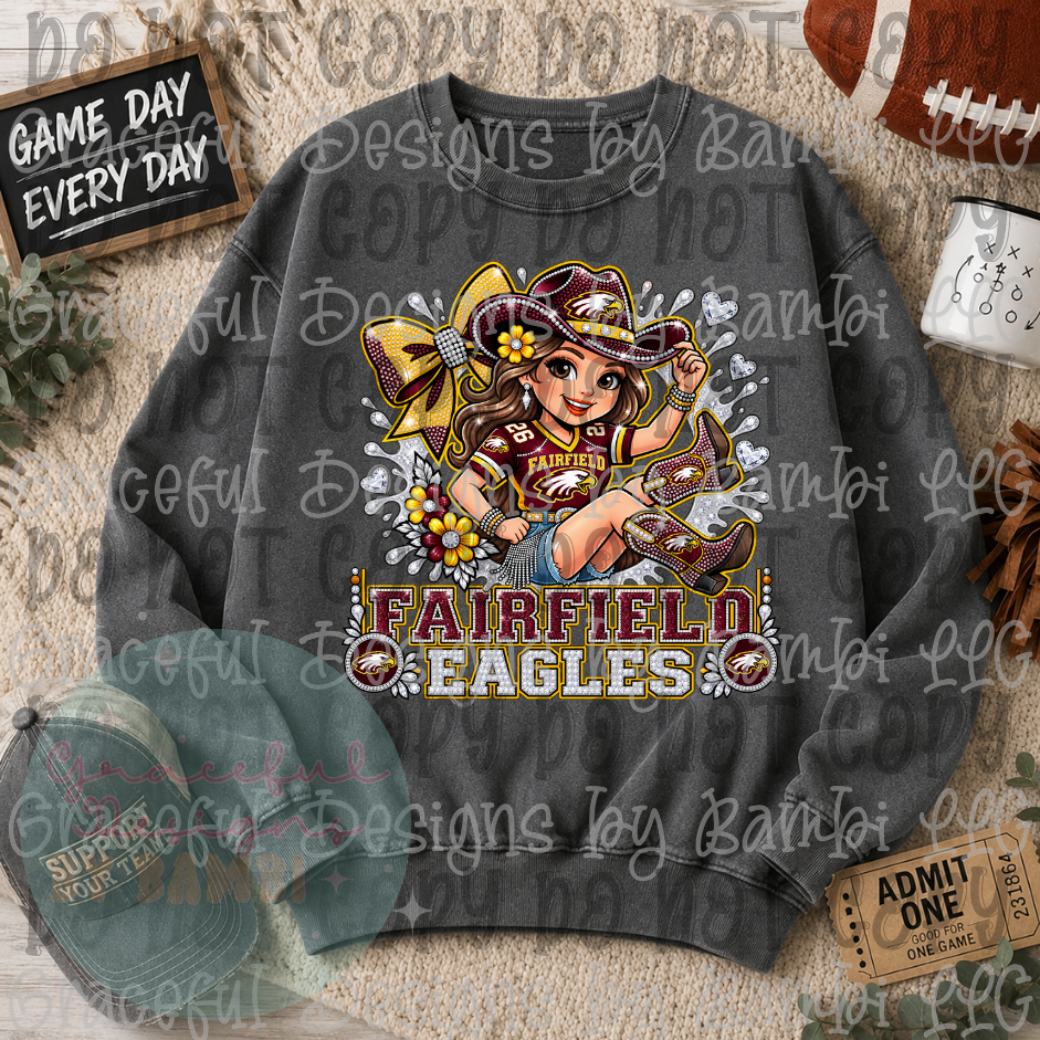 Faux Bling Fairfield Eagles Cowgirl