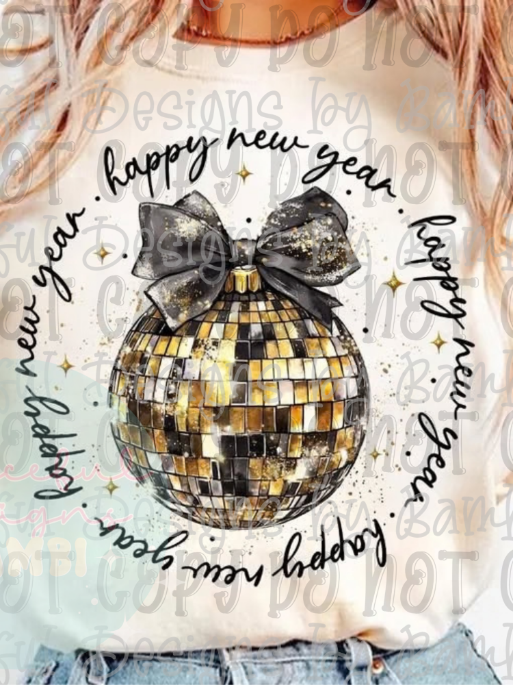 Faux Bling Happy New Year with Disco Ball