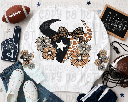 Faux Bling Houston Texans Camo Floral with Sleeve Designs