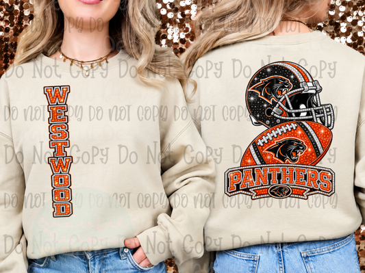 Faux Bling Westwood Panthers (Front/Back)