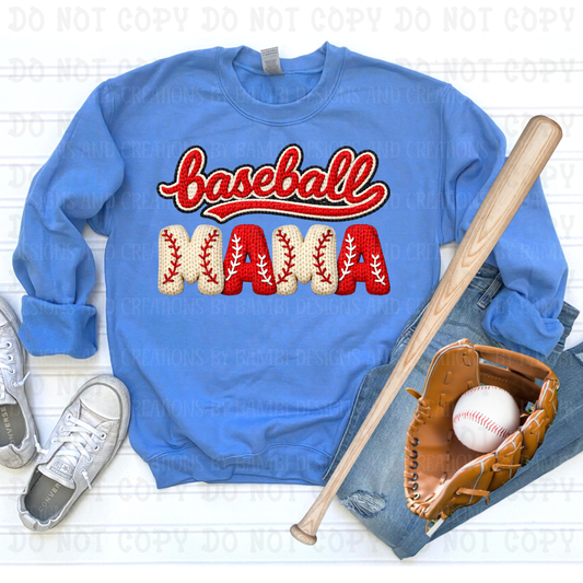 Faux Crochet Baseball Mama in Baseball Font