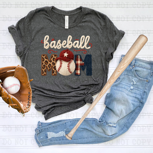 Faux Crochet Baseball Mom in Multi Patterns