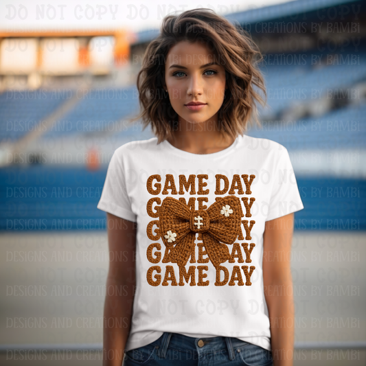 Faux Crochet Game Day Stacked Brown Football