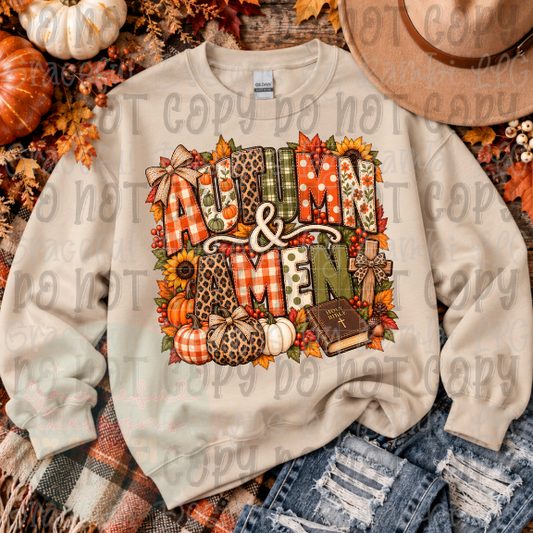 Faux Embroidered Autumn and Amen