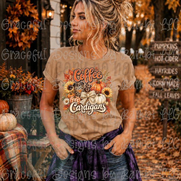 Faux Embroidered Coffee and Cardigans