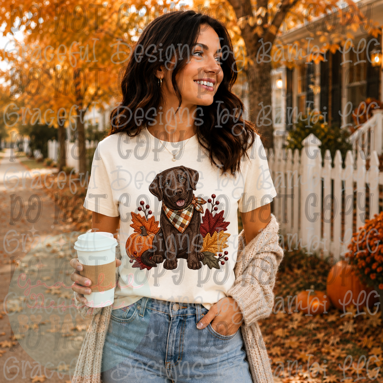 Faux Embroidery Fall Leaves Dog Collection