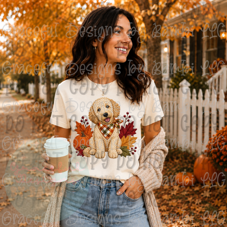 Faux Embroidery Fall Leaves Dog Collection