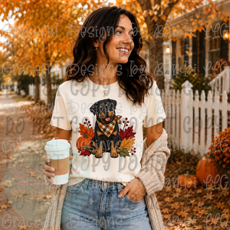 Faux Embroidery Fall Leaves Dog Collection