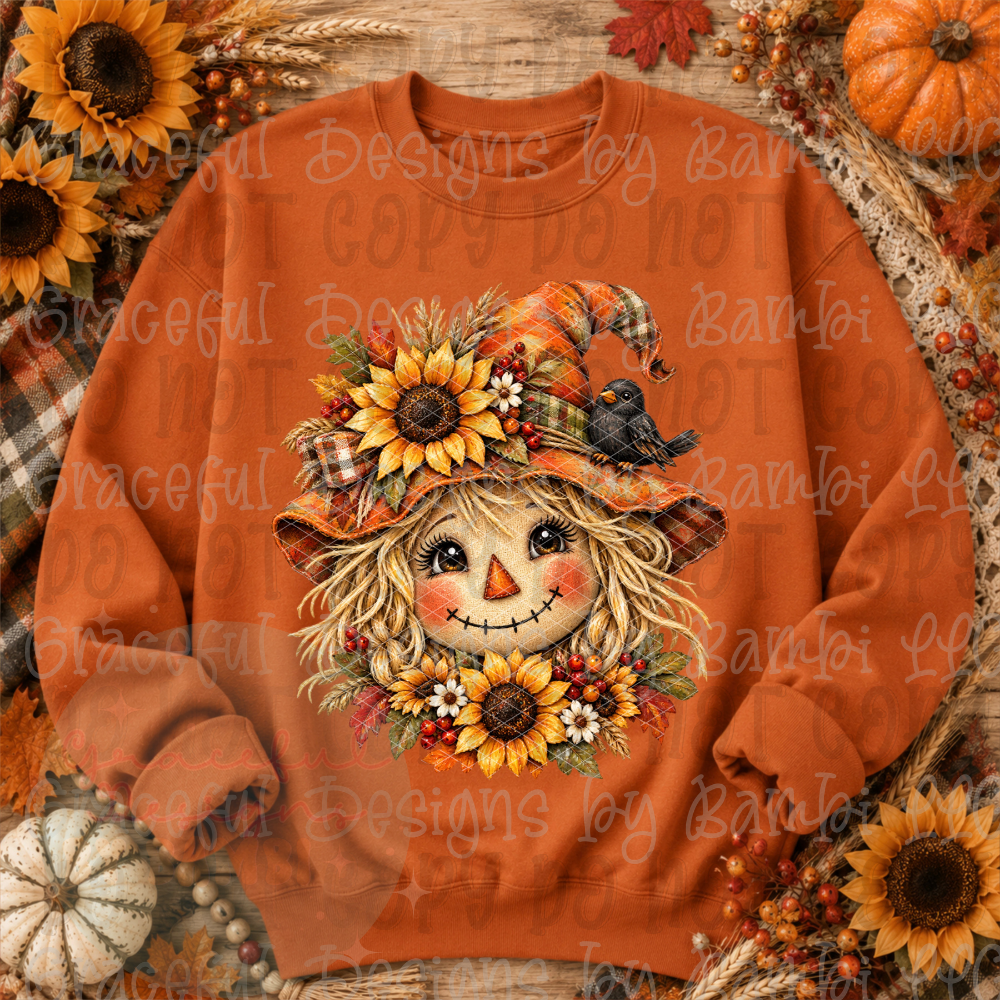 Faux Embroidered Fall Scaracrow