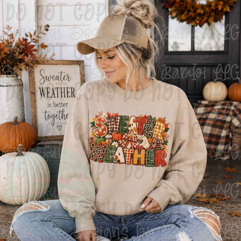 Faux Embroidered Fall Sweater Weather