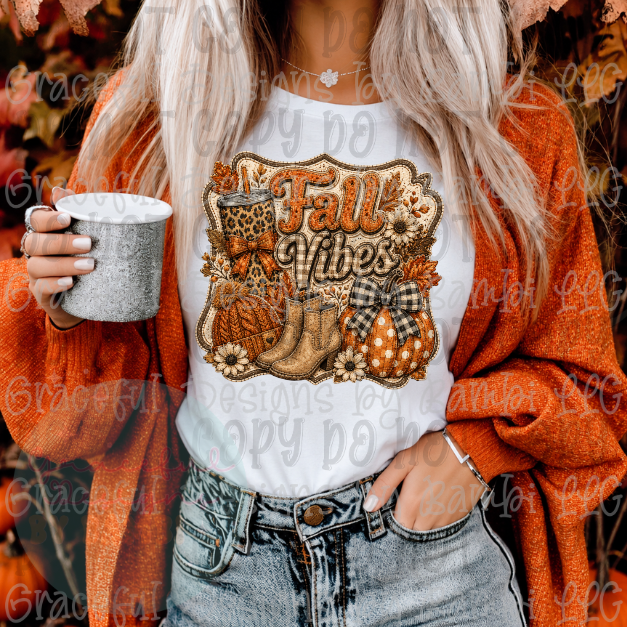 Faux Embroidered Fall Vibes Patch