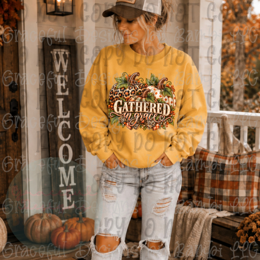 Faux Embroidered Gathered in Grace