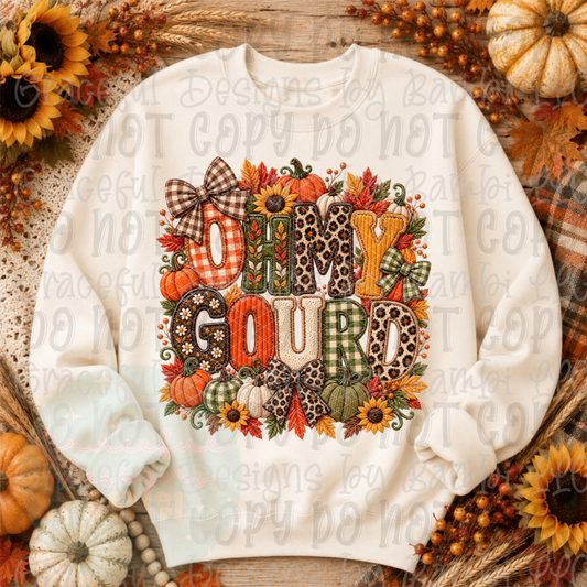 Faux Embroidered Oh My Gourd Fall