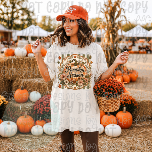 Faux Embroidered Pumpkin Season with Pumpkin