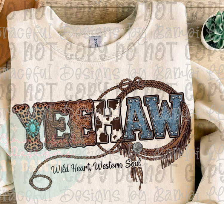 Faux Embroidered Yee Haw Western Font
