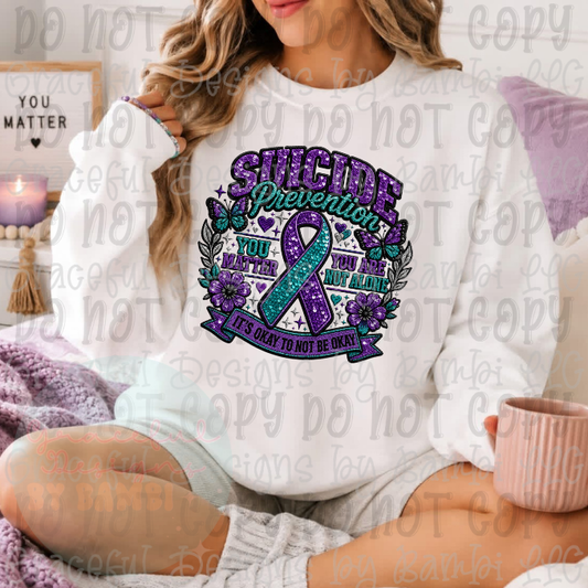 Faux Embroidered/Sequin Suicide Prevention Awareness