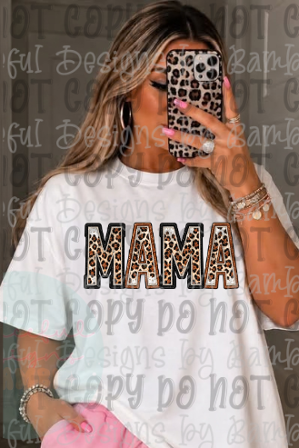Faux Embroidery Animal Print Mama