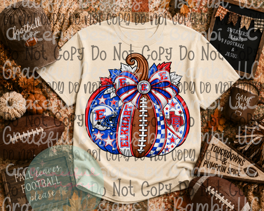 Faux Embroidery Elkhart Football Pumpkin