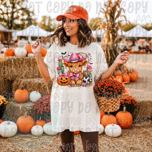 Faux Embroidery Fall/Halloween Highland Cow