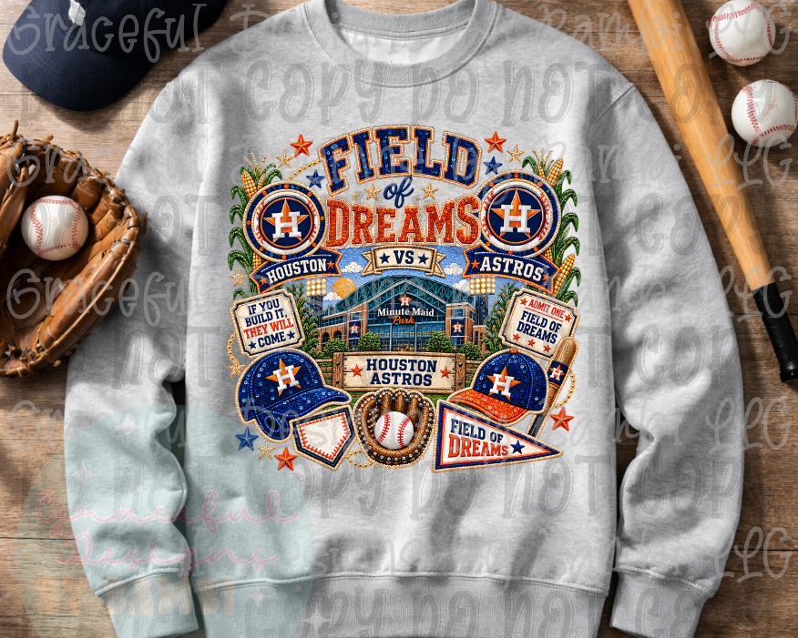 Faux Embroidery Field of Dreams Astros Baseball