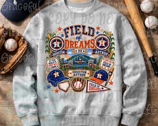 Faux Embroidery Field of Dreams Astros Baseball
