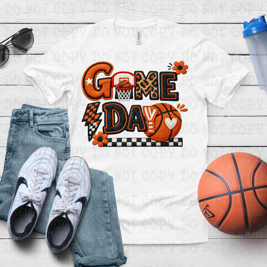 Faux Embroidery Game Day with Checkered Print