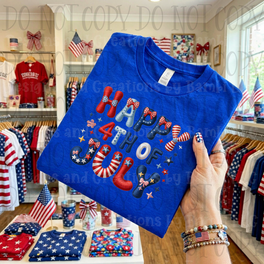 Faux Embroidery Happy 4th of July
