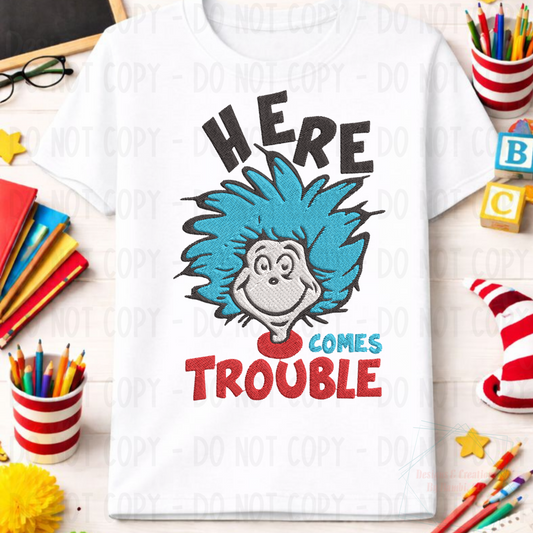 Faux Embroidery Here Comes Trouble