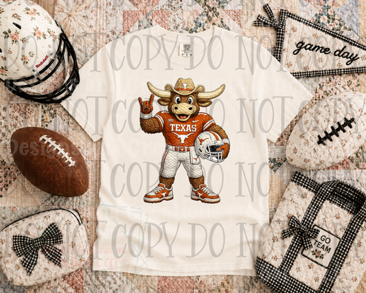 Faux Embroidery Longhorn Mascot