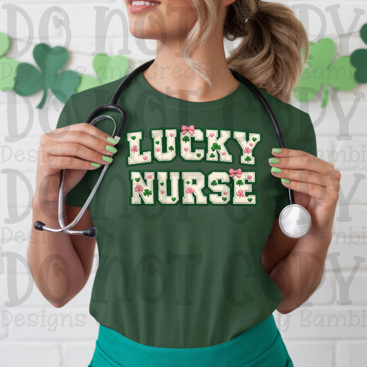 Faux Embroidery Lucky Nurse Pink/Green