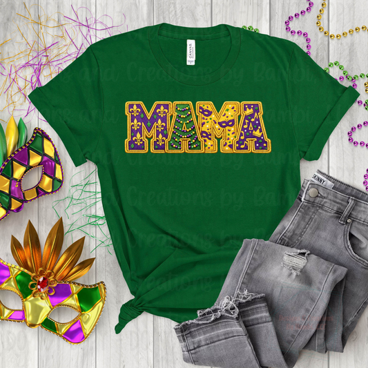 Faux Embroidery Mardi Gras Mama