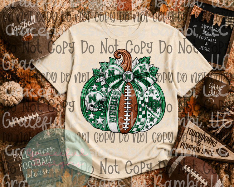 Faux Embroidery Neches Football Pumpkin