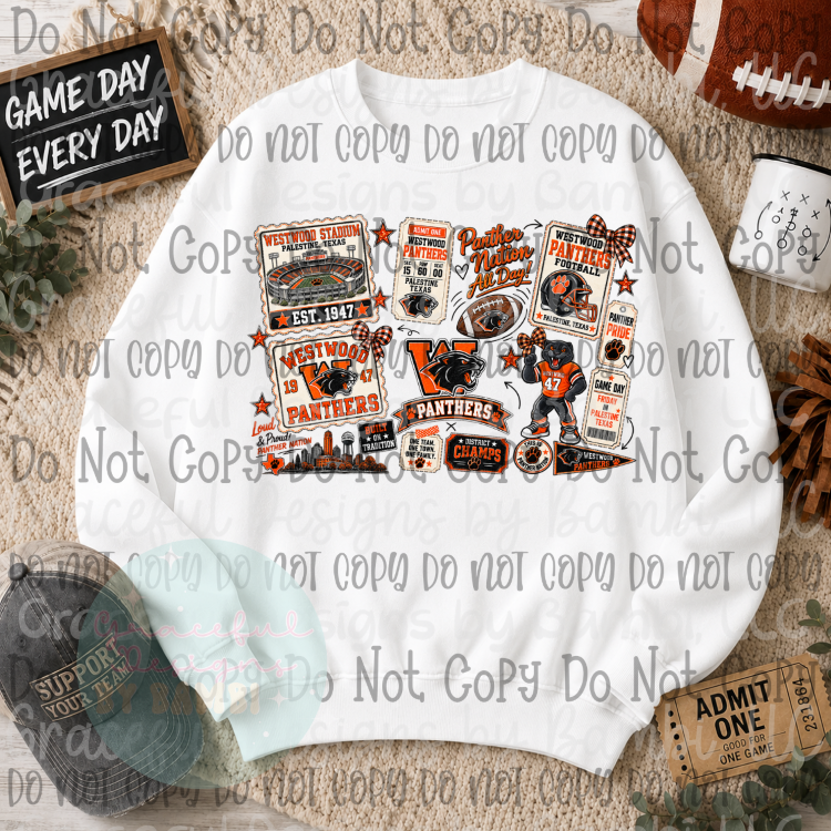 Faux Embroidery Panther Nation
