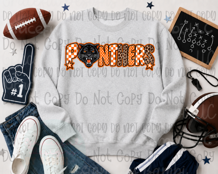 Faux Embroidery Panthers with Panther A