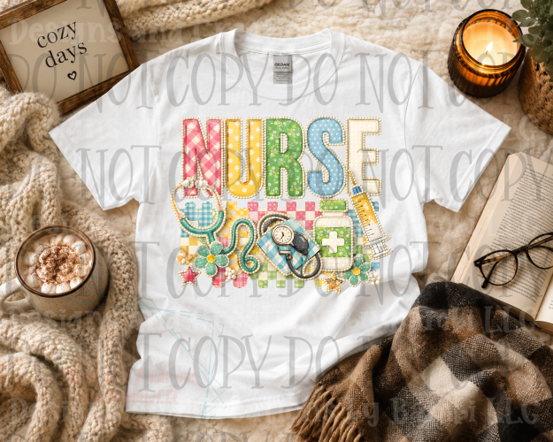 Faux Embroidery Pastel Nurse