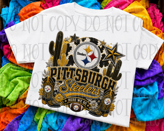 Faux Embroidery Pittsburgh with Cow Print