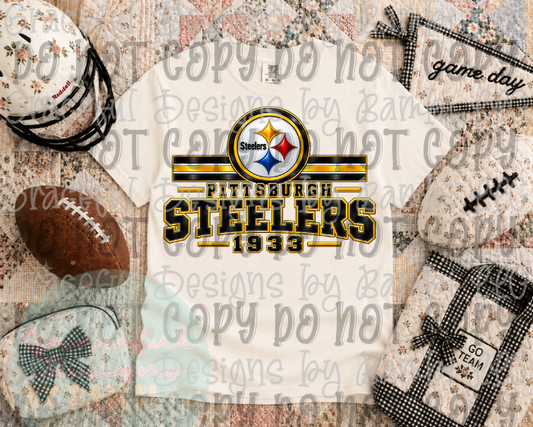 Faux Embroidery Satin Steelers