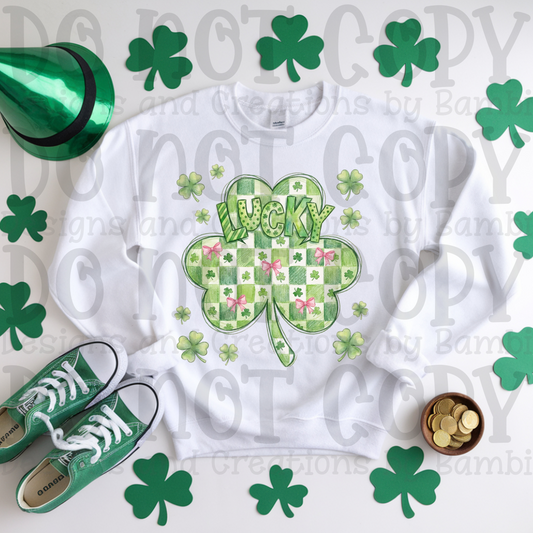 Faux Embroidery Shamrock with Green Lucky