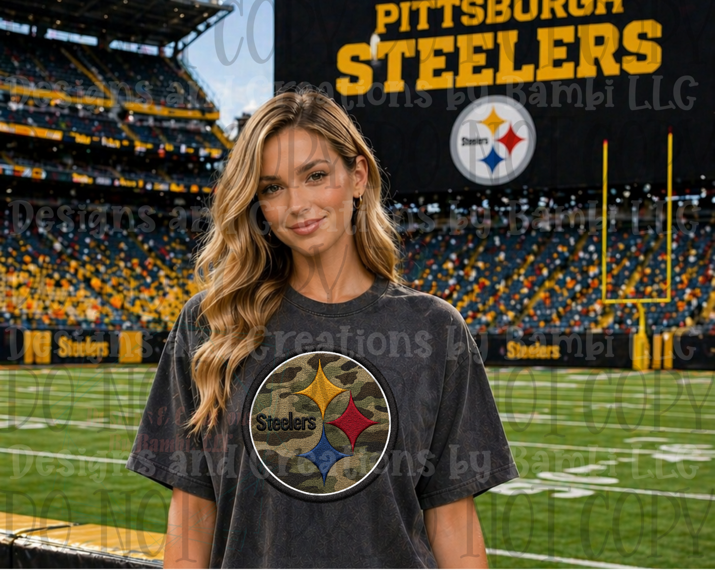 Faux Embroidery Steelers with Camo Logo