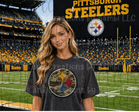 Faux Embroidery Steelers with Camo Logo
