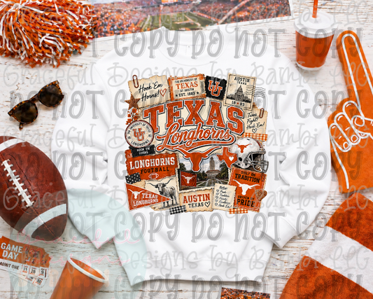 Faux Embroidery Texas Longhorn Collage