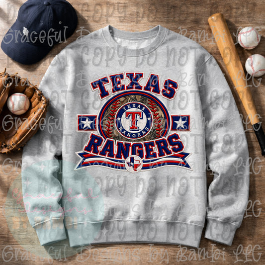 Faux Embroidery Texas Rangers